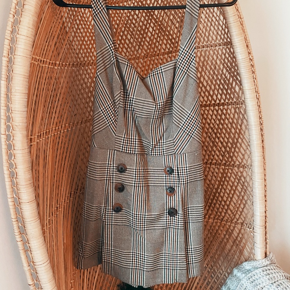 Urban Outfitters - Cassidy Plaid Skort Romper